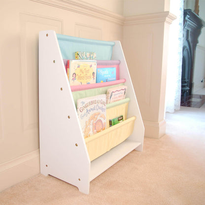 Kids Funnel Charlie White Kids Wooden Canvas Sling Magazine Bookcase