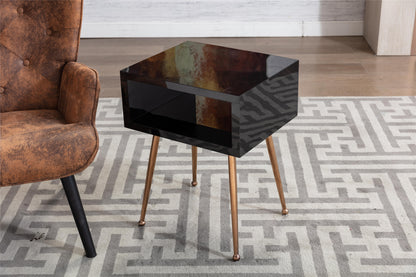 COOLMORE MIRROR END TABLE  MIRROR NIGHTSTAND   END&SIDE TABLE  (Black)