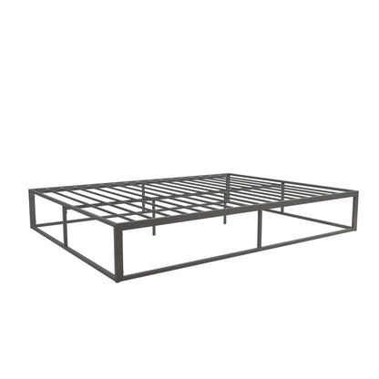 Metal Bed, Platform Bed Frame, Box Spring, Strong Metal Structure,  Easy Assembly, Full  Size, GREY