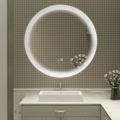 30 Inch LED Mirror, Wall-Mounted Vanity Mirrors, Bathroom Anti-Fog Mirror, Dimmable Bathroom Mirror