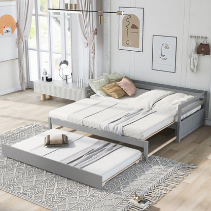 Twin or Double Twin Daybed with Trundle,Gray