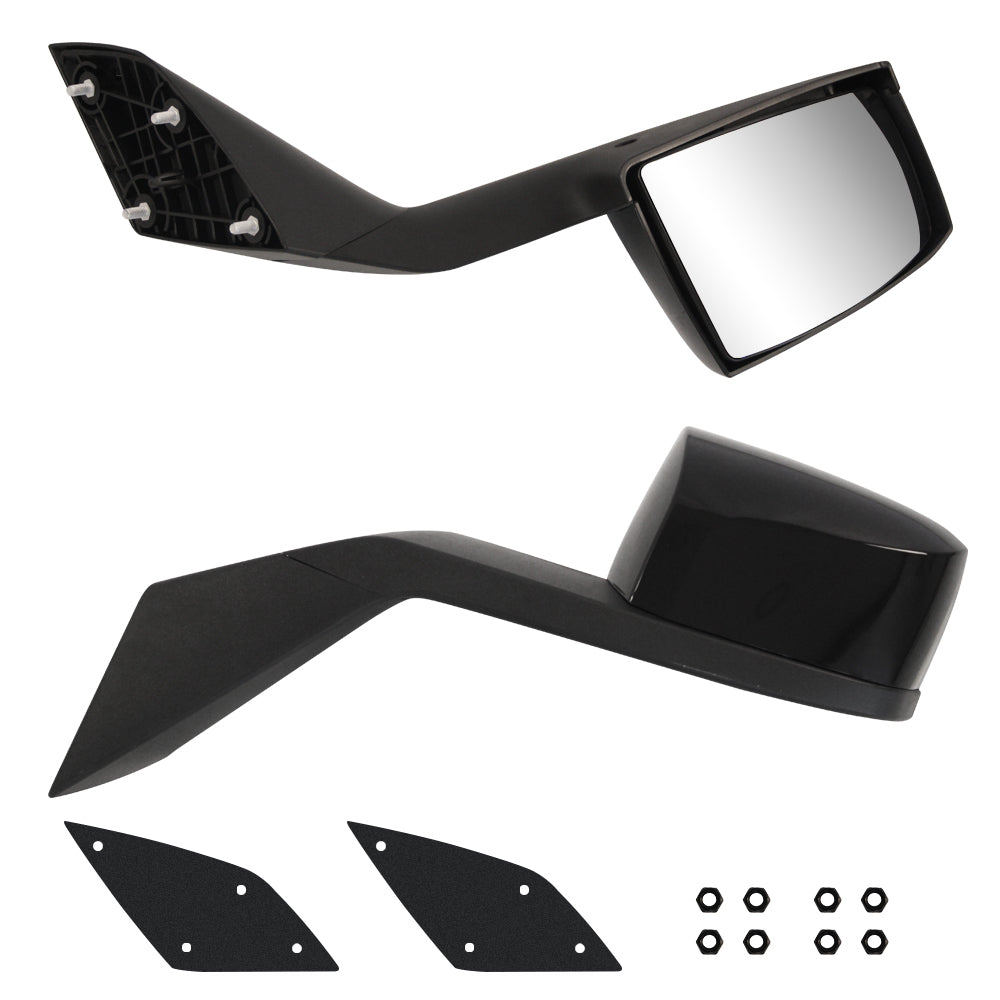 Black Hood Mirror fits 2004-17 Volvo VNL Driver & Passenger Side with Nuts&Mounting