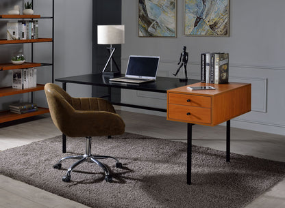 ACME Oaken Desk, Honey Oak & Black 92675