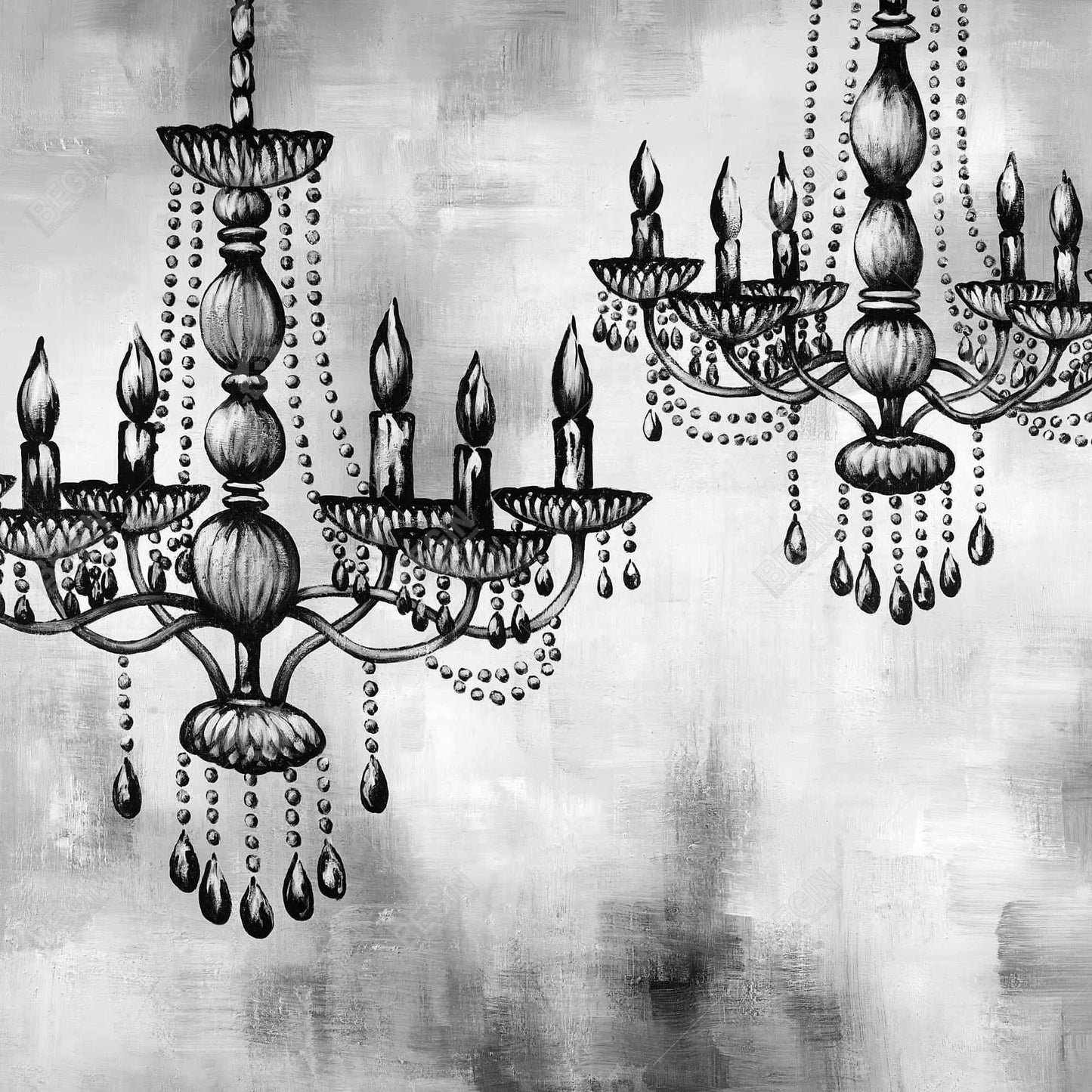 Two crystal chandeliers - 12x12 Print on canvas