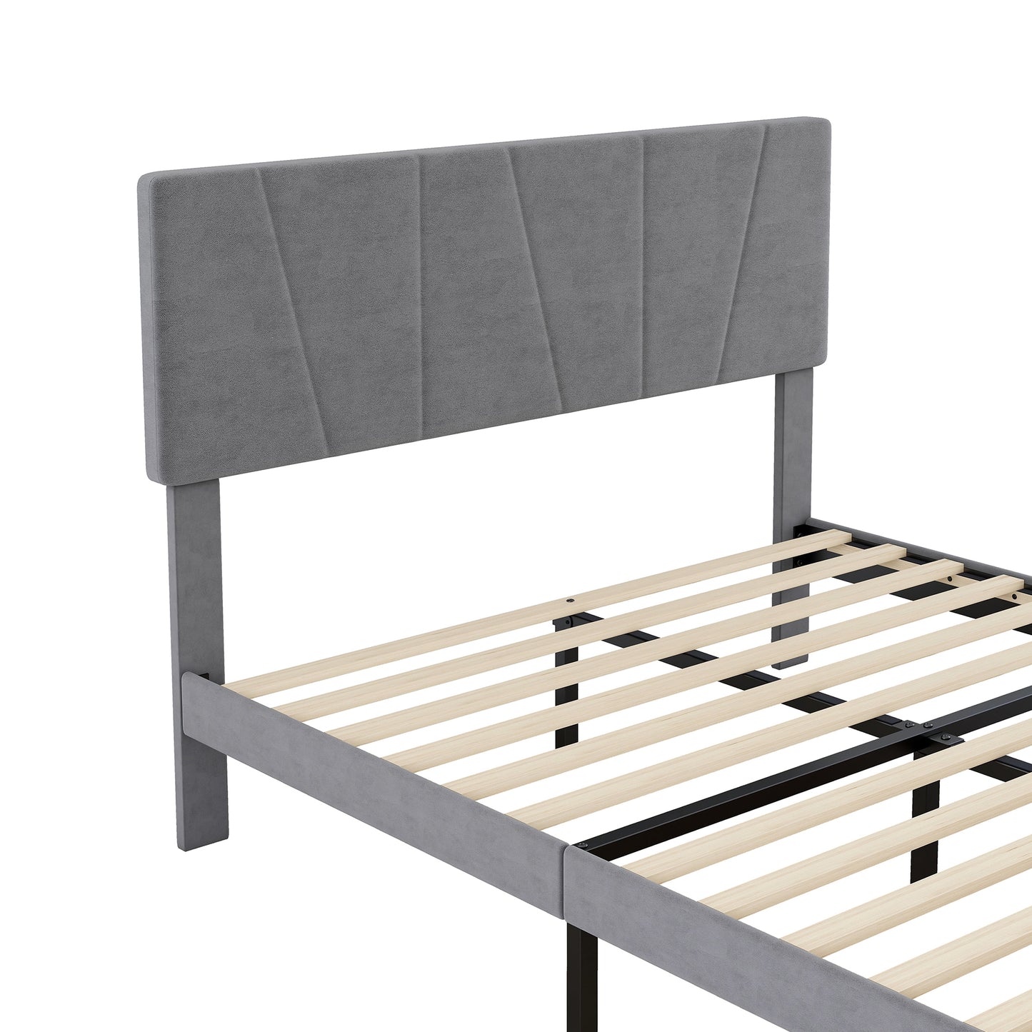 Full Size Upholstery Platform Bed with One Drawer,Adjustable Headboard, Grey
