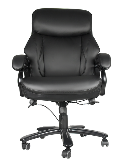 Executive Office Chair， High Quality PU Leather Chair with Soft Cushion and Backrest, 400lbs，Black