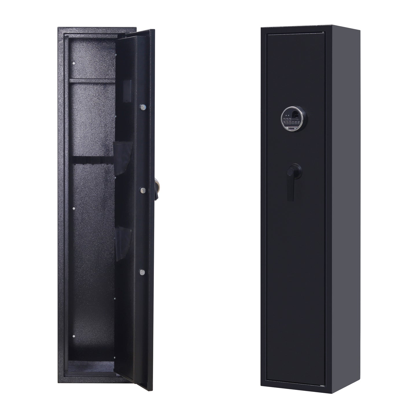 Rifle Gun Safe,Quick Access Fingerprint/Keypad Long Gun Safe, 4-5 Gun Metal Rifle Gun Security Cabinet   2 Pistols safe Lock Box.