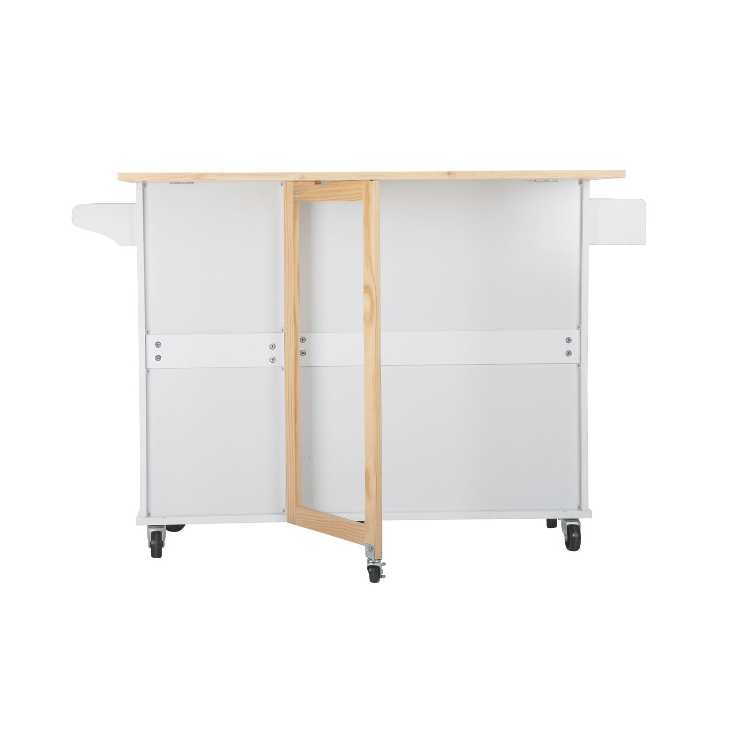 Kitchen Island & Kitchen Cart, \\nMobile Kitchen Island with Extensible Rubber Wood Table Top,\\nadjustable Shelf Inside Cabinet,\\n3 Big Drawers, with Spice Rack, Towel Rack, \\nBlack-Beech