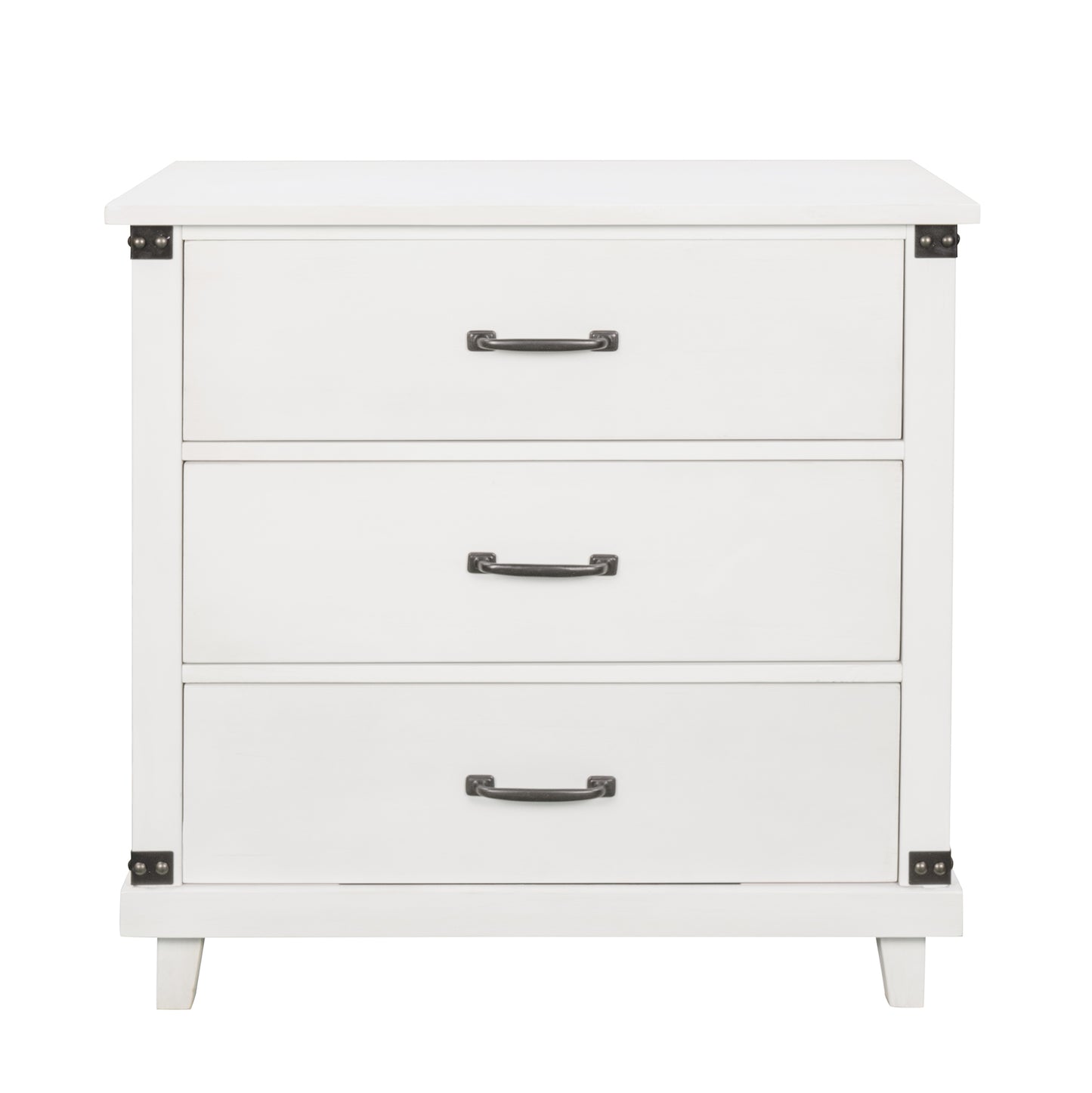 Modern Bedroom Nightstand with 3 Drawers Storage , White