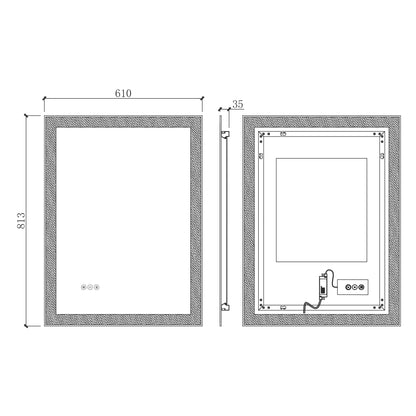 2432 Bathroom LED mirror Anti- fog mirror with button