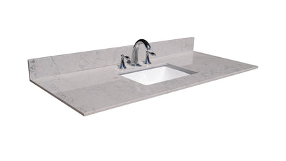 Montary carrara gray engineered stone vanity top side backsplash