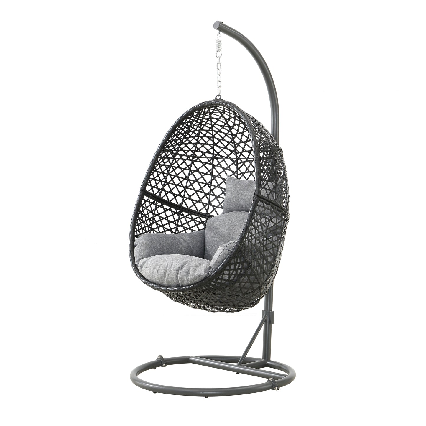 Patio PE Rattan Swing Chair With Stand for Balcony, Courtyard