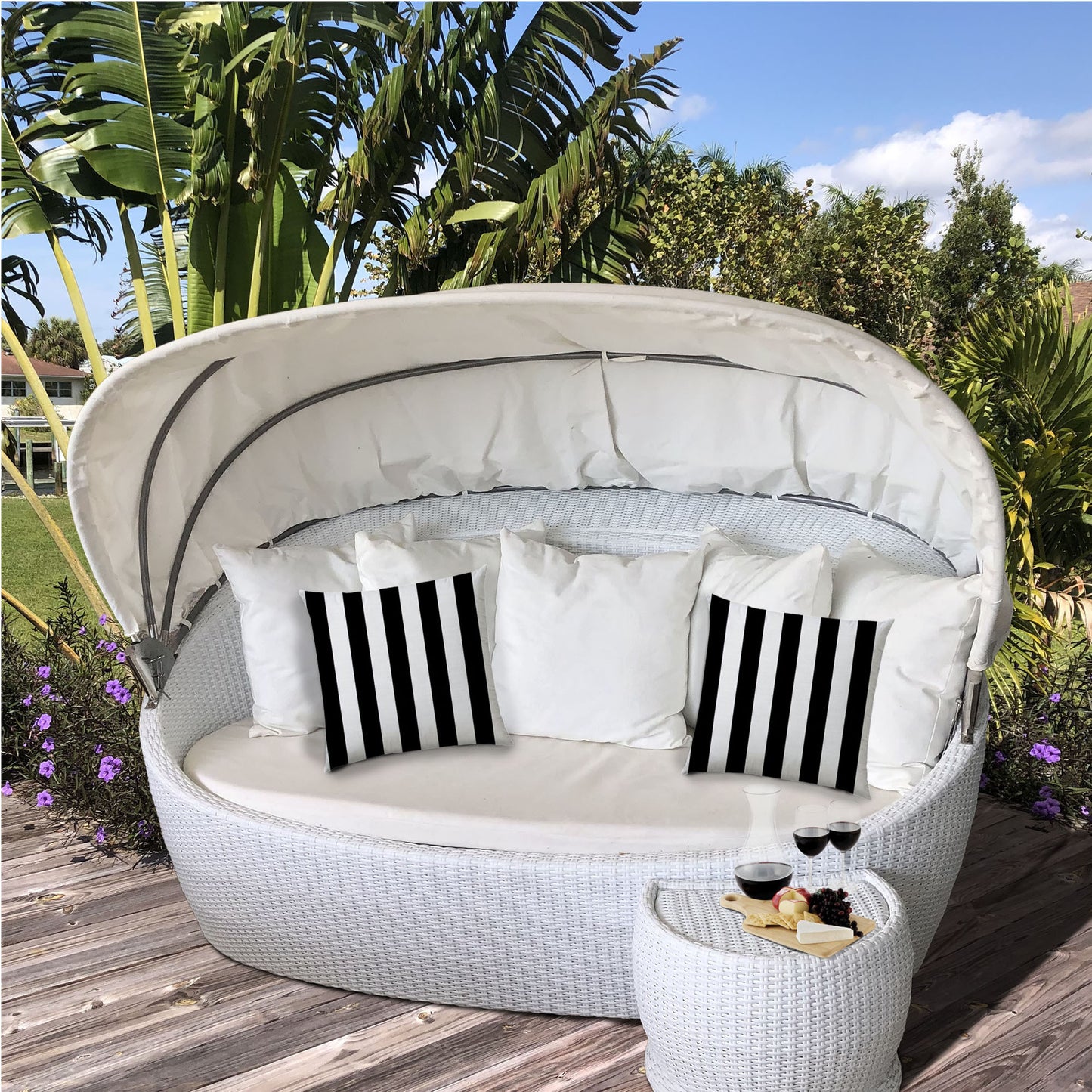 CABANA SMALL Black Indoor/Outdoor Pillow - Sewn Closure