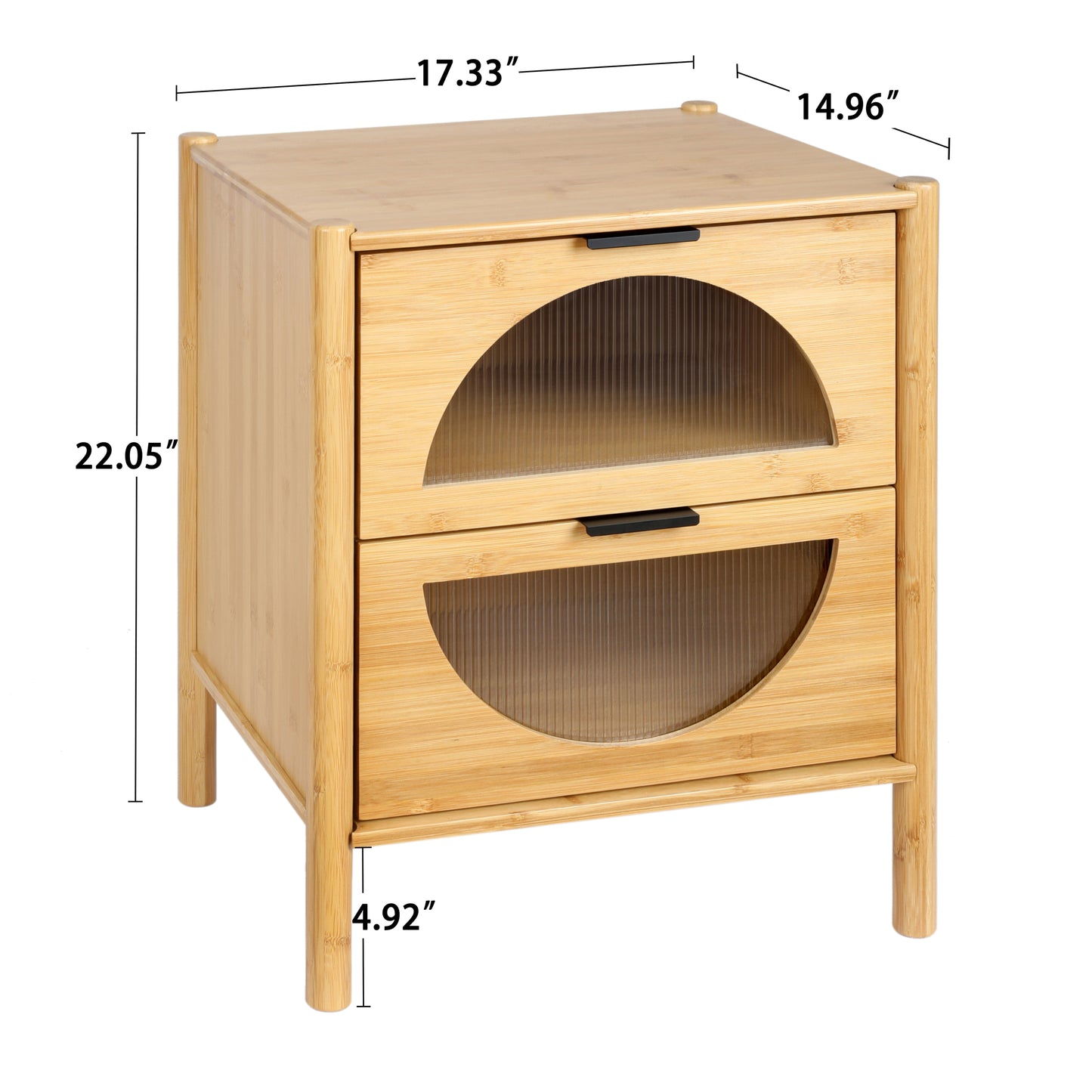 2 Drawer End Table,Bamboo Mid Century Modern Nightstand,Bedside Table Accent End Table Side Table for Bedroom, Living Room, Natural