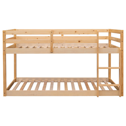 Twin over Twin Floor Bunk Bed,Natural