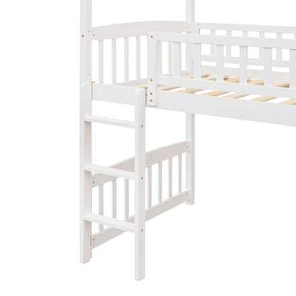 Twin Loft Bed with Slide, House Bed with Slide,White(OLD SKU :LT000212AAK)