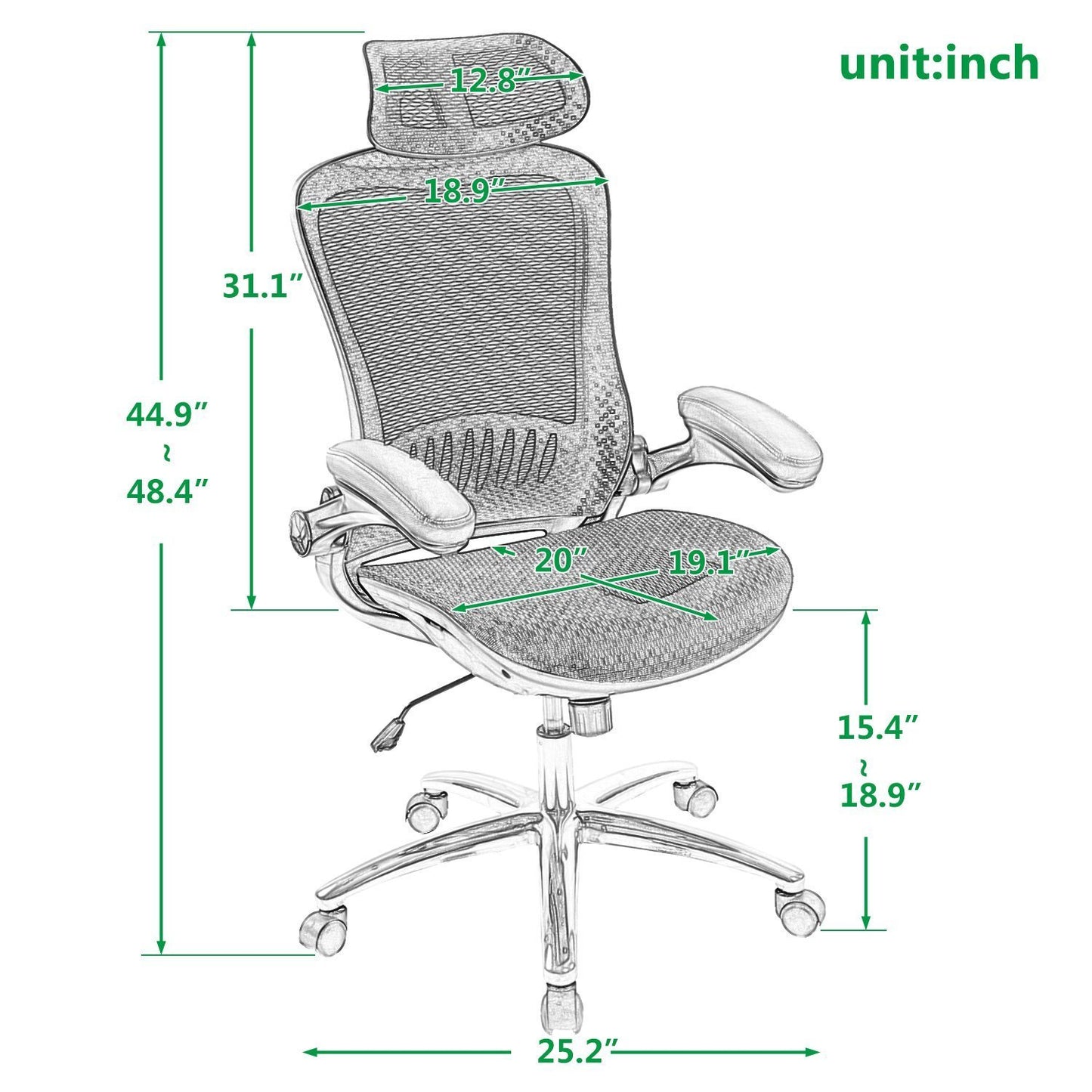 Office Chair - Ergonomic Mesh Chair Computer Chair Home Executive Desk Chair Comfortable Reclining Swivel Chair High Back with Wheels and Adjustable Headrest for Teens/Adults (Black)