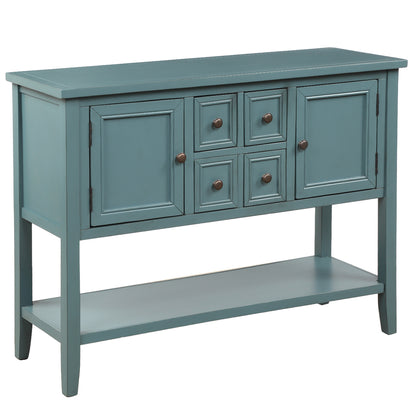 TREXM  Cambridge Series Buffet Sideboard Console Table with Bottom Shelf (Dark Blue)