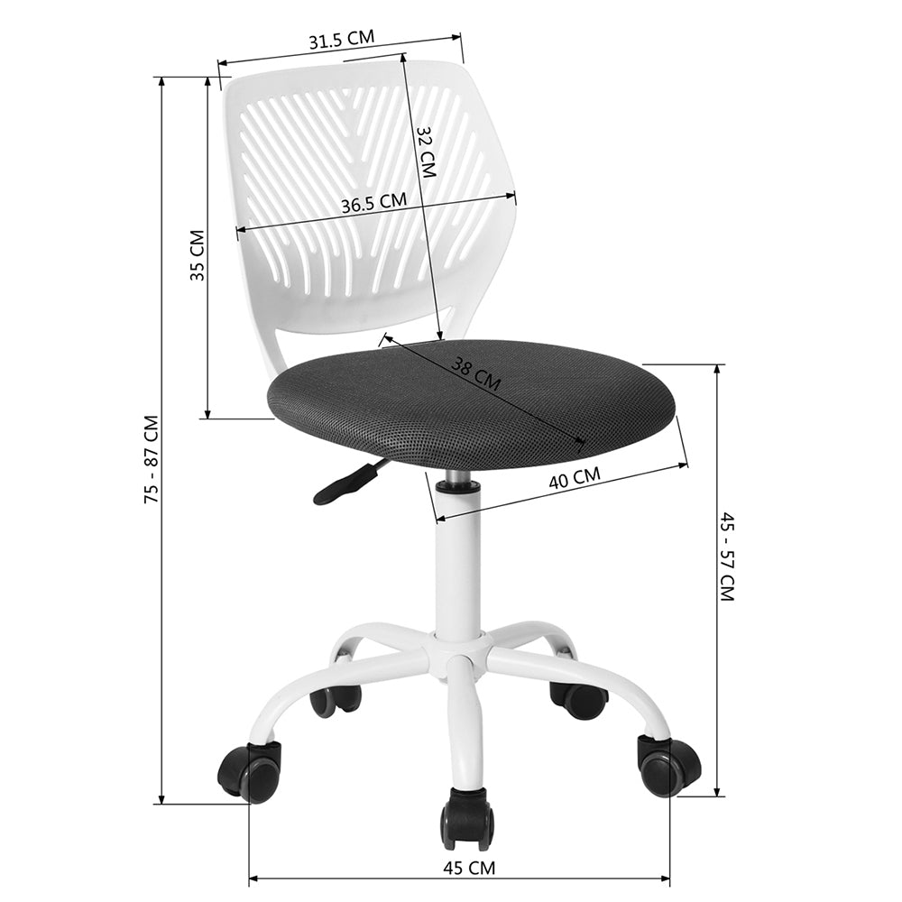 Plastic Task Chair/Office Chair - Grey & White