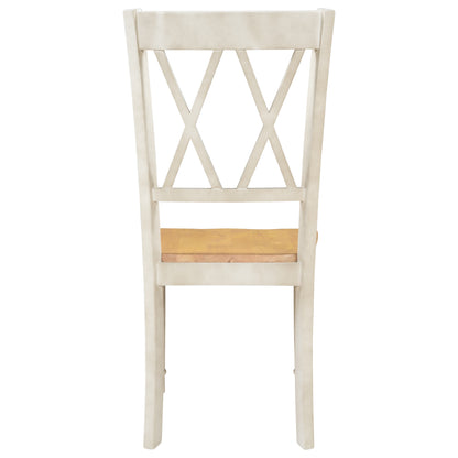 TOPMAX 4-Piece X-Back Wood Breakfast Nook Dining Chairs for Small Places, Natural+Distressed White