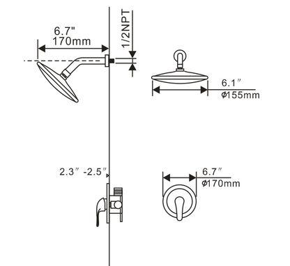 Pressure-Balanced Complete Shower System with Rough-in Valve