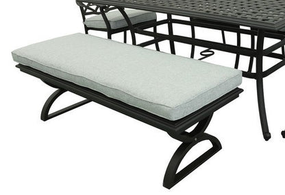 Outdoor Aluminum Dining Bench with Cushion, Chocolate Silk/Grey