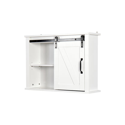 Bathroom Wall Cabinet with 2 Adjustable Shelves Wooden Storage Cabinet with a Barn Door 27.16x7.8x19.68 inch