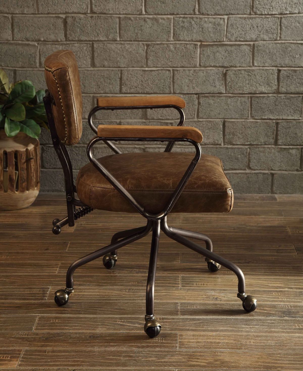 ACME Hallie Office Chair in Vintage Whiskey Top Grain Leather 92410