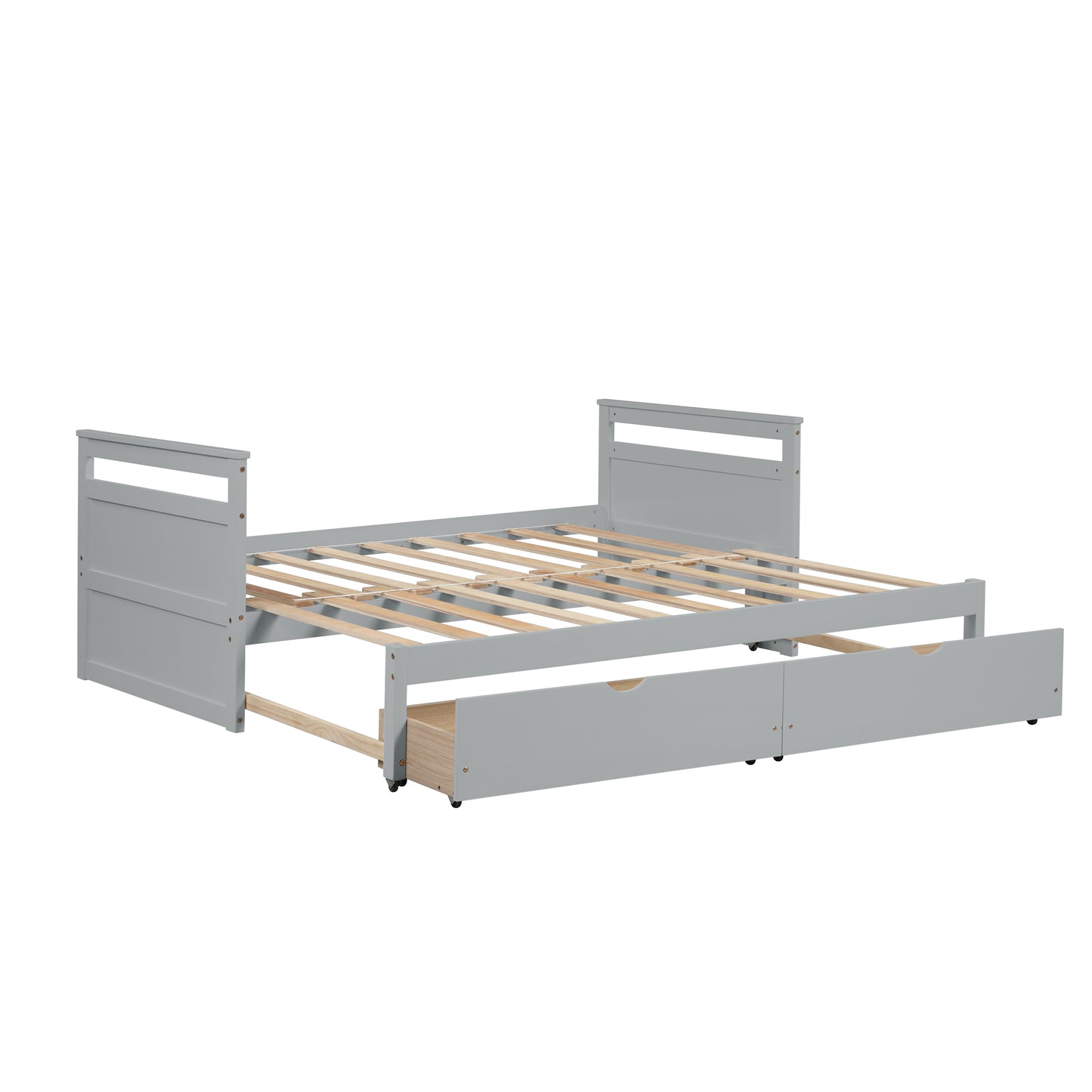 THE TWIN BED CAN BE EXPANDED WITH 2 DRAWERS