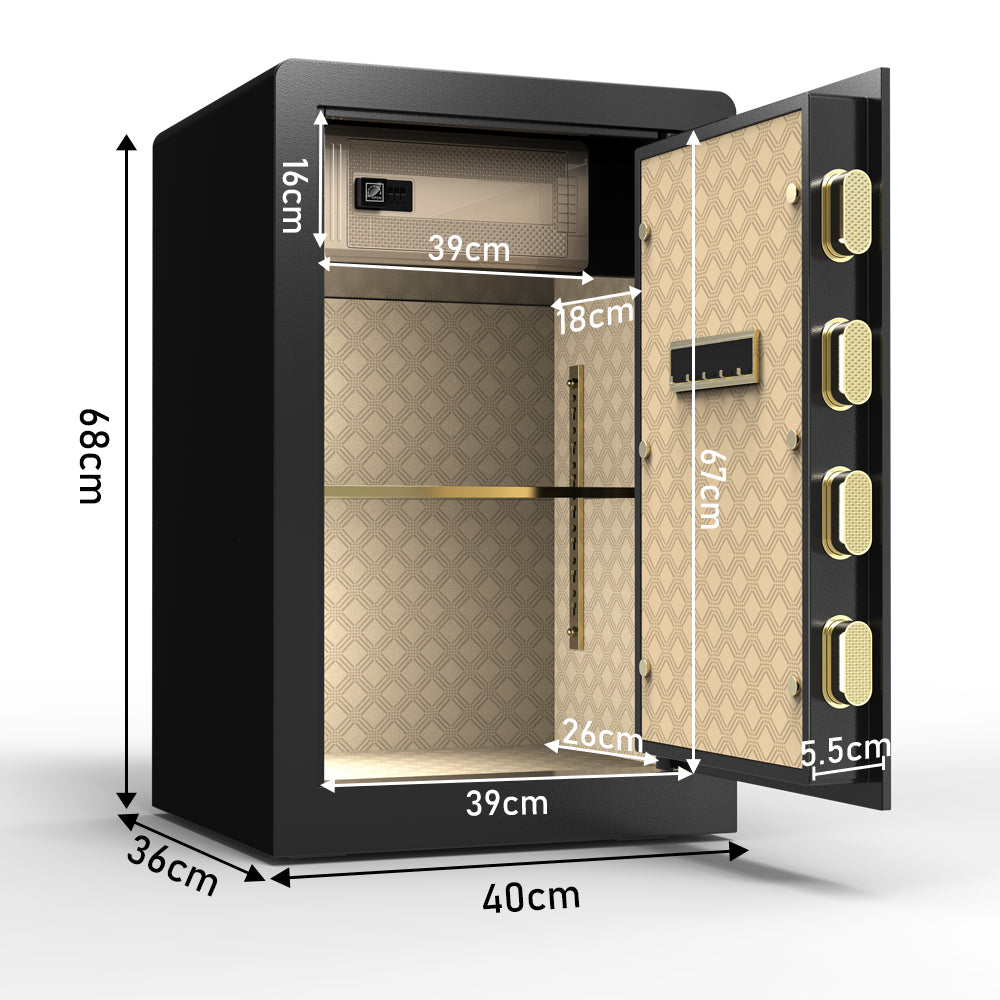 2.4 Cubic Feet Electronic Digital Security Safe with Keypad and Key for Home Office Safe Box, Suitable for Home,Office,Hotel(Black)