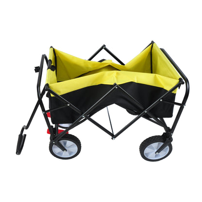 Folding Wagon Garden Shopping Beach Cart (black+yellow)