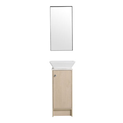 13" Bathroom Vanity with Sink, Freestanding Bathroom Vanity with Soft Close Door and Shelf（Top：BAB101MOWH）