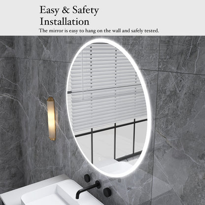 24 in. Round Wall-Mounted Dimmable LED Bathroom Vanity Mirror with Defogger and Bluetooth Music Speaker