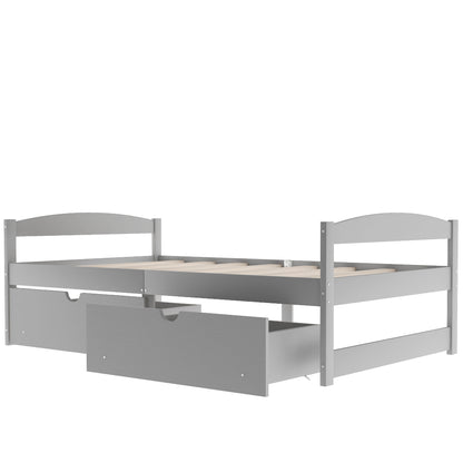 Twin size platform bed, with two drawers, gray （New）