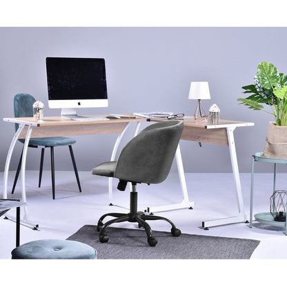 Velvet Upholstered Home office task chair - Dark Grey