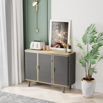 40.35" Wide  3 Doors Modern Sideboard, Freestanding Sideboard Storage Cabinet Entryway Floor Cabinet for Living Room Office Bedroom