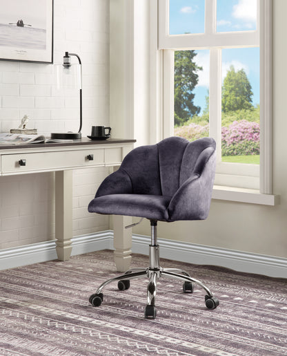 ACME Rowse Office Chair in Dark Gray Velvet & Chrome Finish OF00118