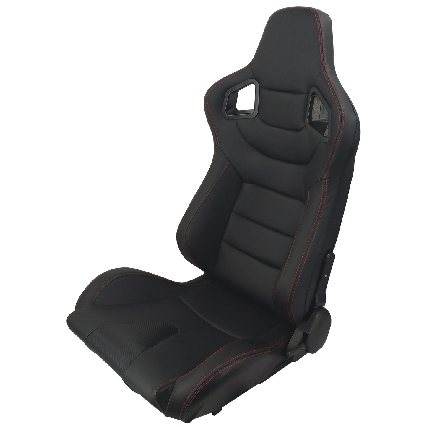 RACING SEAT  ALL BLACK SIMULATOR LEATHER WITH DOUBLE SLIDER 2PCS