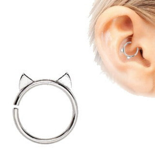 Annealed 316L Stainless Steel Cat Cartilage Earring by Fashion Hut Jewelry