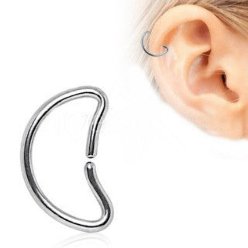 316L Stainless Steel Crescent Moon Cartilage Earring by Fashion Hut Jewelry