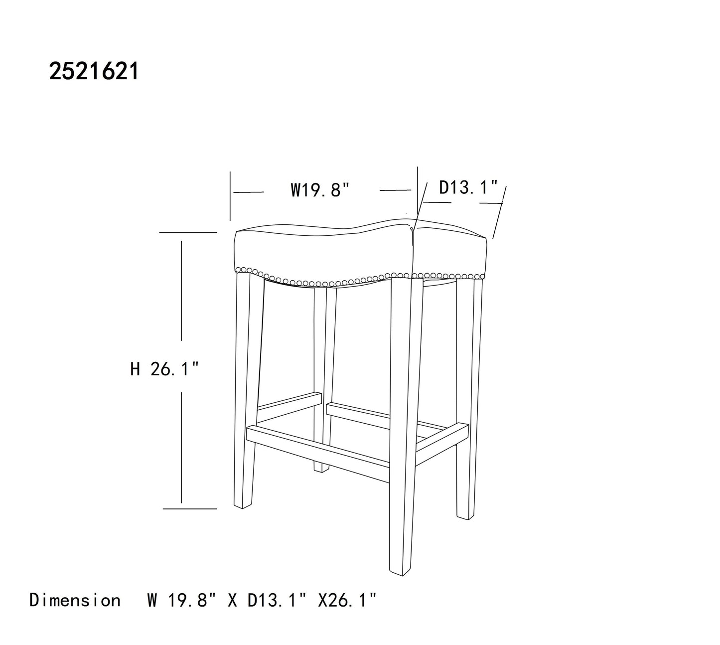 White Leather Barstool 2 pcs Set