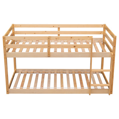 Twin over Twin Floor Bunk Bed,Natural