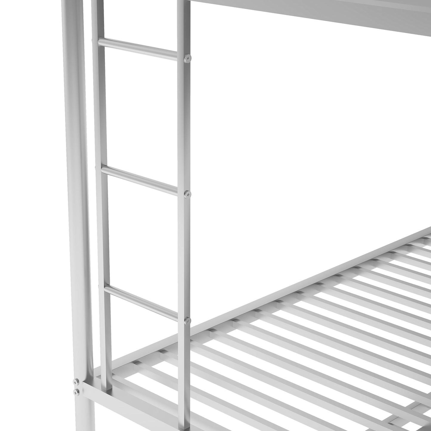 Twin over Full Bed with Sturdy Steel Frame, Bunk Bed with Twin Size Trundle, Two-Side Ladders, Silver(OLD SKU:MF194424AAN)