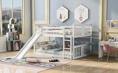 Full Over Full Bunk Bed with Ladder with Slide, White (Old SKU :LP000208AAK)