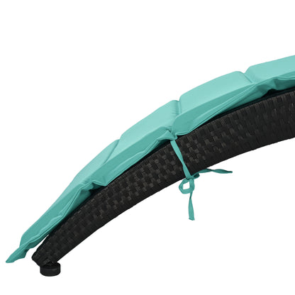 GO Patio Wicker Sun Lounger, PE Rattan Foldable Chaise Lounger with Removable Cushion and Bolster Pillow, Black Wicker and Turquoise Cushion (2 sets)