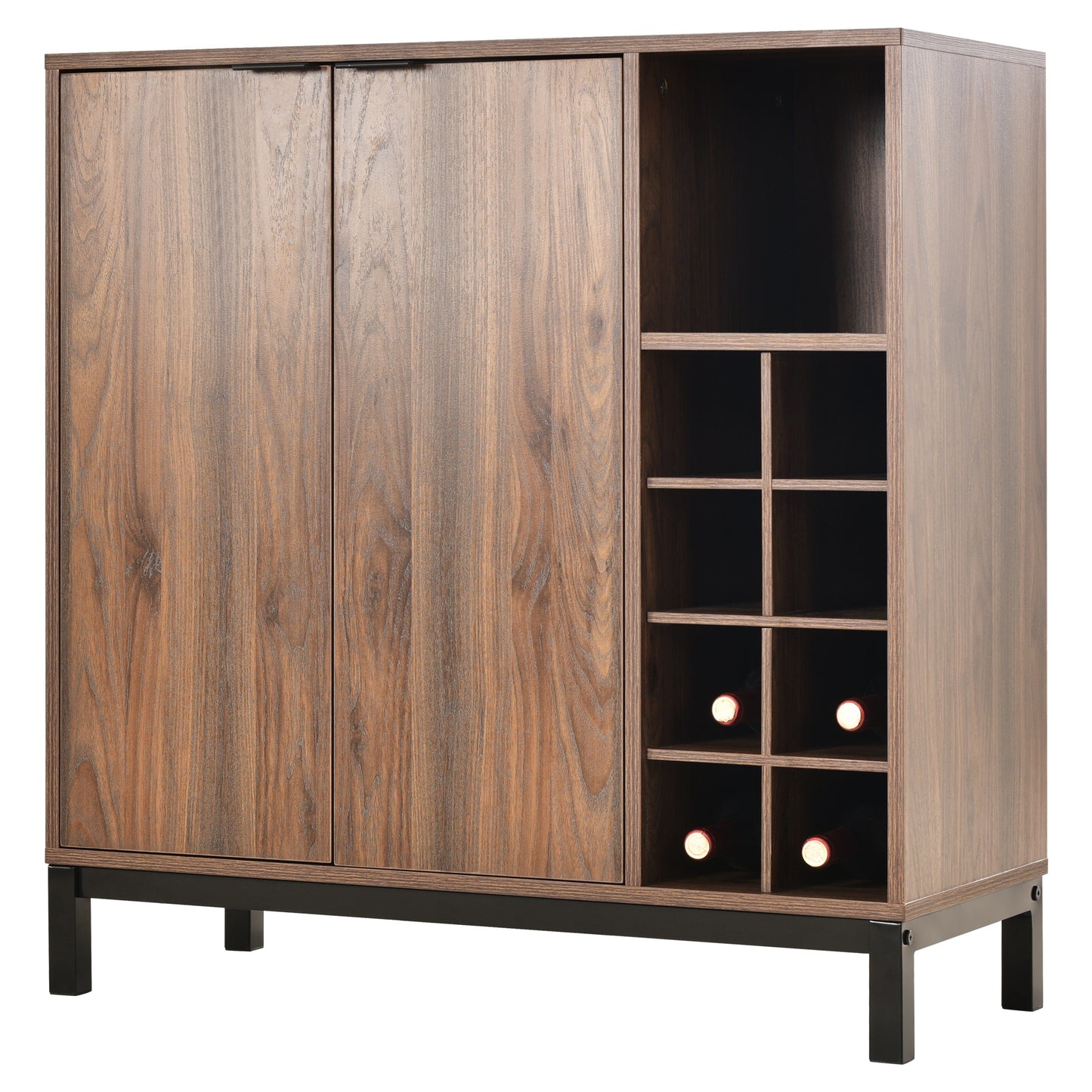 K&K Sideboards and Buffets With Storage Coffee Bar Cabinet Wine Racks Storage Server Dining Room Console 34 Inch（Dark brown）