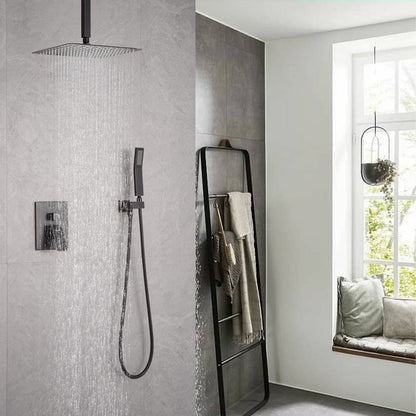 Ceiling Mounted Shower System Combo Set with Handheld and 12"Shower head