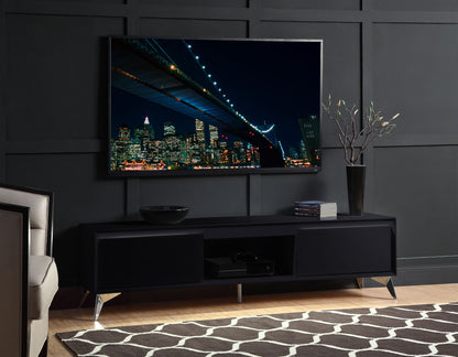 ACME Raceloma TV stand , LED, Black & Chrome Finish 91994