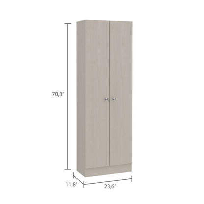 Buxton Rectangle 2-Door Storage Tall Cabinet White Washed Oak