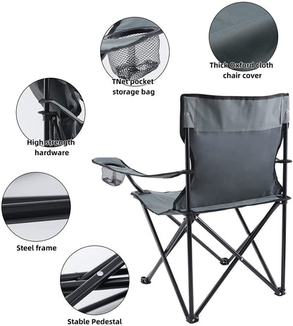 YSSOA Portable Folding Grey Camping Chair, Large